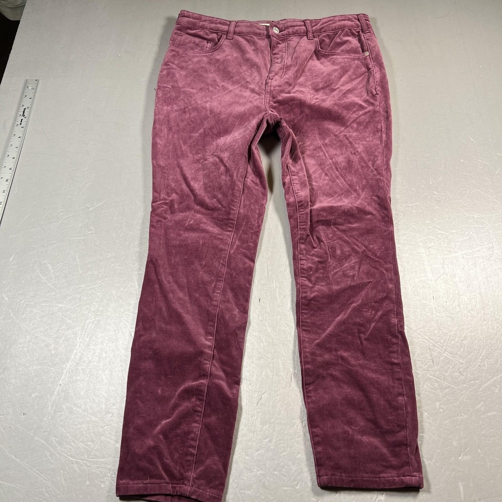 Pilcro Pants Womens 32 Burgundy Corduroy High Rise Skinny Anthropologie